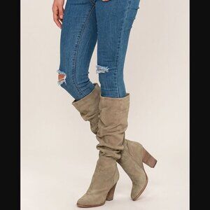 Steve Madden Nevada Suede Leather Slough Boots in Sand Sz 7B